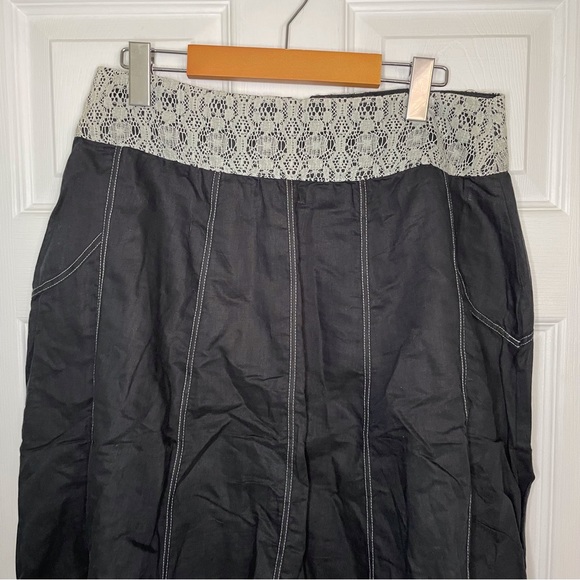 Boo Radley vintage charcoal midi Aline skirt with lace detail. Medium - Picture 3 of 8